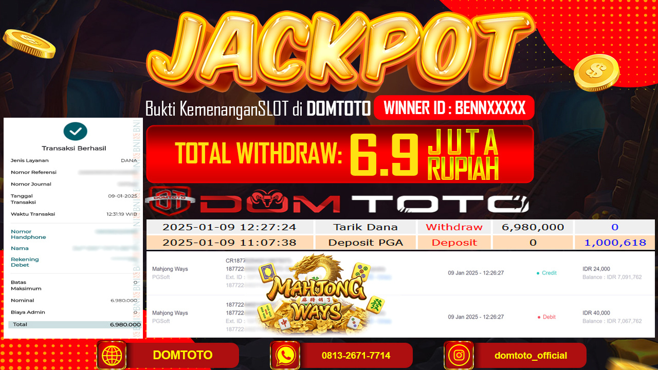 JACKPOT SLOT MAHJONG WAYS 09 JANUARI 2025